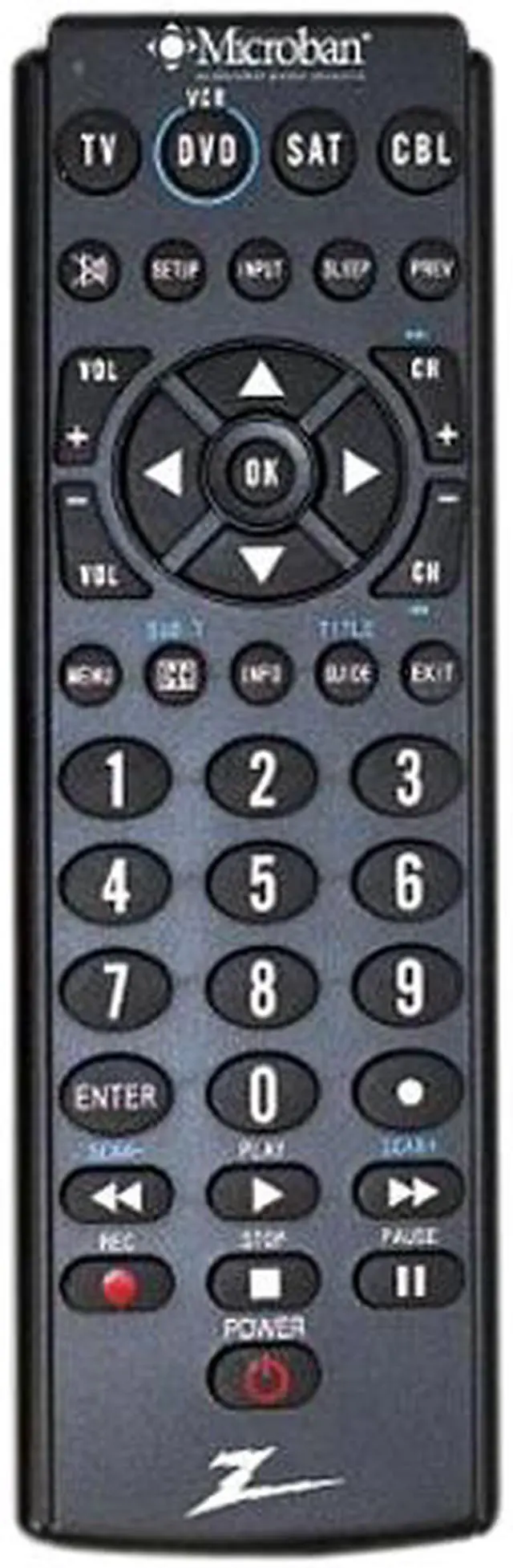 Main image of Zenith ZB410MB Universal Microban Universal Remote 4 Device LRG Rubberized Keys