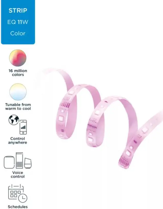 Alt view image 3 of 11 - Wiz 603571 Color LED Strip Extension 1m/3.3ft 800LM Wi-Fi