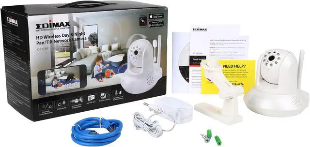 Alt view image 6 of 6 - EDIMAX IC-7113W 720P HD Wi-Fi Pan / Tilt Network Camera with Temperature & Humidity Sensor, Support Night Vision