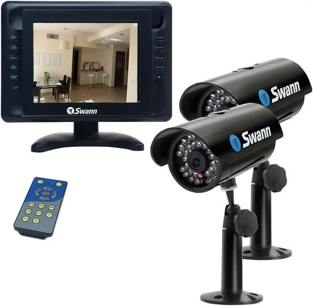 Main image of Swann SW244-LMP 380 TV Lines MAX Resolution 8" LCD Monitor & 2 Day/Night Security Cameras
