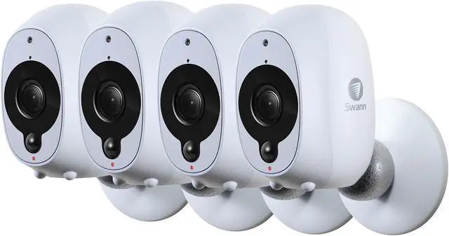 Main image of Swann Smart Security Camera: 1080p Full HD Wireless Security Camera with True Detect PIR Heat / Motion Sensor, Night Vision & Audio, Rechargeable Battery Powered (No Hub Required) Four Pack