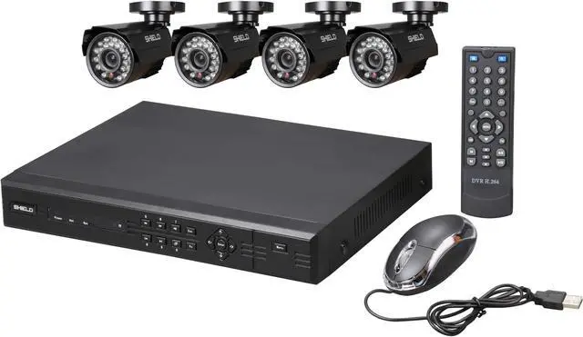 Main image of SHIELD Series RSCM-0708B041 - 8-Channel, H.264-Level DVR Surveillance Kit with Four 700 TVL Cameras - Night Vision Up to 65 Feet, Remote Viewing Supported (HDD Not Included)