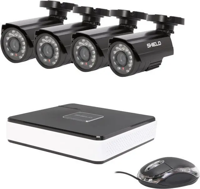 Main image of SHIELD Series RSCM-0704B042 - 4-Channel, H.264-Level DVR Surveillance Kit + Four 700TVL Cameras - Night Vision Up to 65 Feet, Remote Viewing Supported (HDD Not Included)
