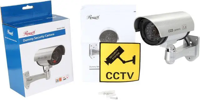 Alt view image 6 of 6 - Rosewill Dummy / Fake Surveillance Security CCTV Camera Indoor Outdoor, with One LED Light & Warning Security Alert Sticker