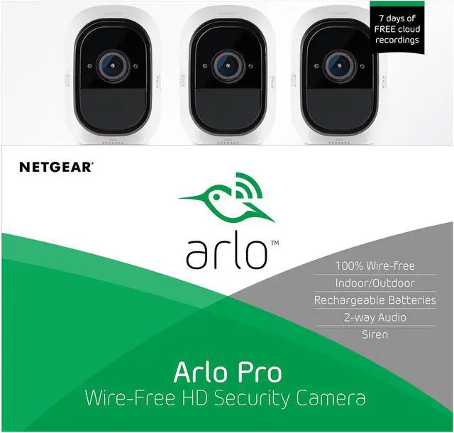 Alt view image 5 of 7 - Arlo Pro Smart Security System 3 Wire-Free HD Camera with Siren, Audio | Indoor / Outdoor | Night Vision Rechargeable Battery Powered, Free Arlo Basic 7-Day Cloud Storage Recording- VMS4330-100NAS