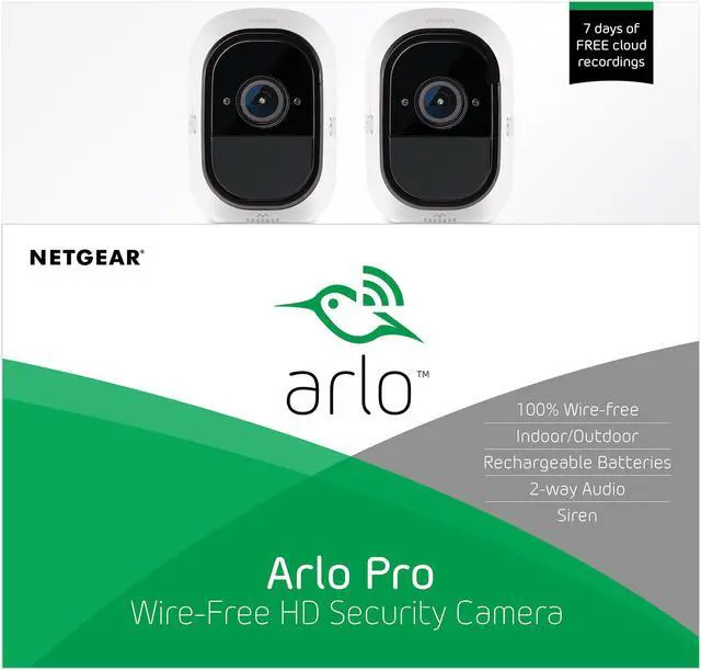 Alt view image 5 of 8 - Arlo Pro Security System - 2 x Rechargeable Battery Powered Wire-Free HD Night Vision Indoor / Outdoor Security Camera with Audio and Siren - VMS4230-100NAS
