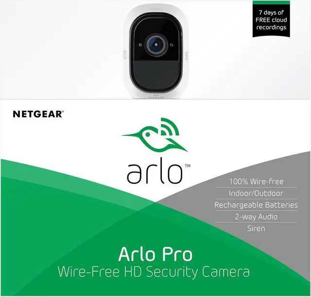 Alt view image 7 of 7 - Arlo Pro Security System - 1 Rechargeable Battery Powered Wire-Free HD Night Vision Indoor/Outdoor Security Camera with Audio and Siren - VMS4130-100NAS