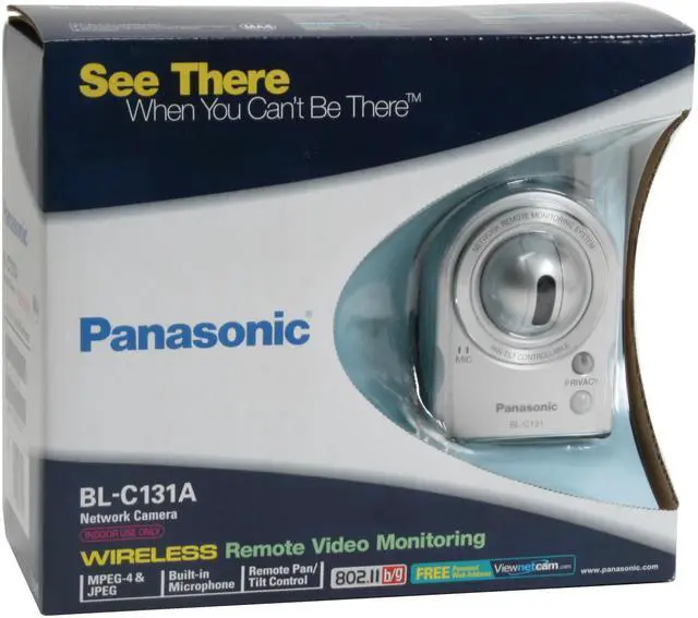 Alt view image 7 of 7 - Panasonic BL-C131A 640 x 480 MAX Resolution RJ45 Wireless Pan/Tilt MPEG-4 PetCam Network Camera with Preset Modes