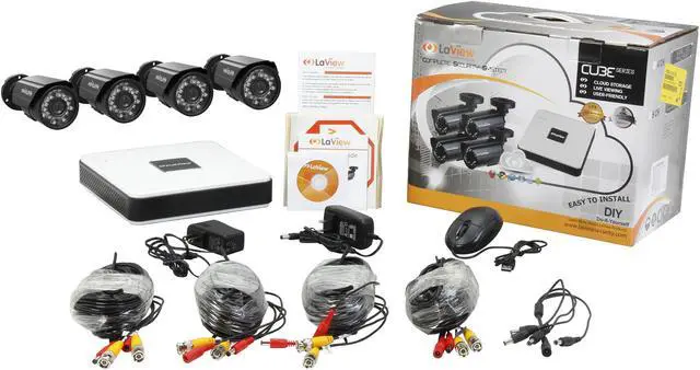 Alt view image 9 of 9 - LaView LV-KD5144B Cube Series 4 CH D1 Security DVR Cloud System w/ Easy DIY Four 600TVL Infrared Surveillance Cameras (No HDD)