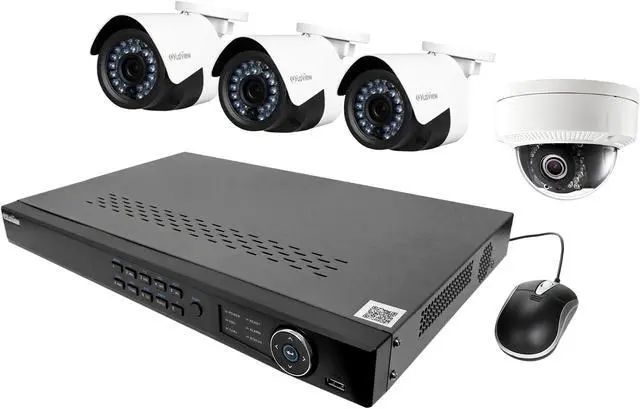 Main image of LaView LV-KND988P84D231 IP Security System 4 Cameras 8 Channel NVR, 3 x HD 1080P Bullet and 1 xHD 1080P Wide Angle Dome Day / Night In / Outdoor Cameras (No HDD Included, Sold Separately)