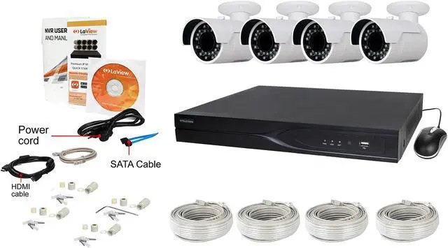 Alt view image 9 of 9 - LaView 4MP IP Security System 4 cameras 16 channel NVR with 4K Output H.265 Codec, 4 x Full HD 4MP Bullet Day / Night In / Outdoor Weather Proof Cameras (No HDD Included, Sold Separately)