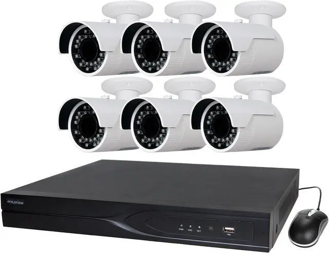 Main image of LaView 4MP IP Security System 6 Cameras 16 Channel NVR with 4K Output H.265 Codec, 6 x Full HD 4MP Bullet Day / Night In / Outdoor Weather Proof Cameras (No HDD Included, Sold Separately)