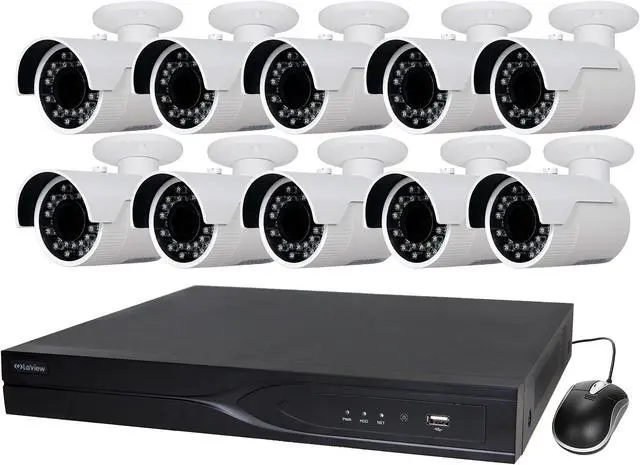 Main image of LaView 4MP IP Security System 10 Cameras 16 Channel NVR with 4K Output H.265 Codec, 10 x Full HD 4MP Bullet Day / Night In / Outdoor Weather Proof Cameras (No HDD Included, Sold Separately)