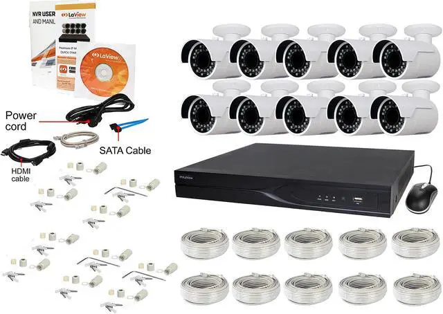 Alt view image 9 of 9 - LaView 4MP IP Security System 10 Cameras 16 Channel NVR with 4K Output H.265 Codec, 10 x Full HD 4MP Bullet Day / Night In / Outdoor Weather Proof Cameras (No HDD Included, Sold Separately)