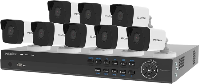 Main image of LaView 4MP 2688 x 1520P Full PoE IP Camera Security System, 8 Channel H.265 NVR w/ 4K Output, 8 x 4MP Full HD (2688 x 1520) In / Outdoor IP Cameras (No HDD Included, Sold Separately)