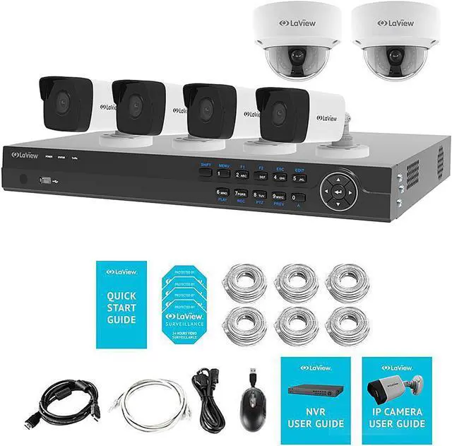 Alt view image 6 of 6 - LaView 8 Channel 4K NVR with 2TB Hard Drive with 6x 4MP HD IP Cameras, 2x 4MP Dome IP Cameras and 4x 4MP IP Bullet Cameras with 100’ night vision range