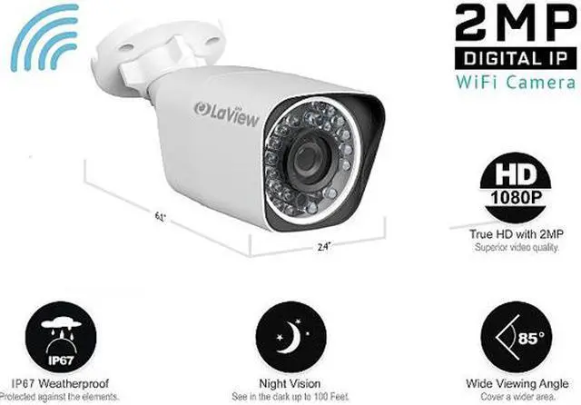 Alt view image 2 of 4 - LaView 1080P 6 Wi-Fi Security Cameras 8CH IP NVR Security Camera System with 1TB Hard Drive, 6 Wi-Fi HD 2MP Bullet Cam 100' Night Vision Surveillance