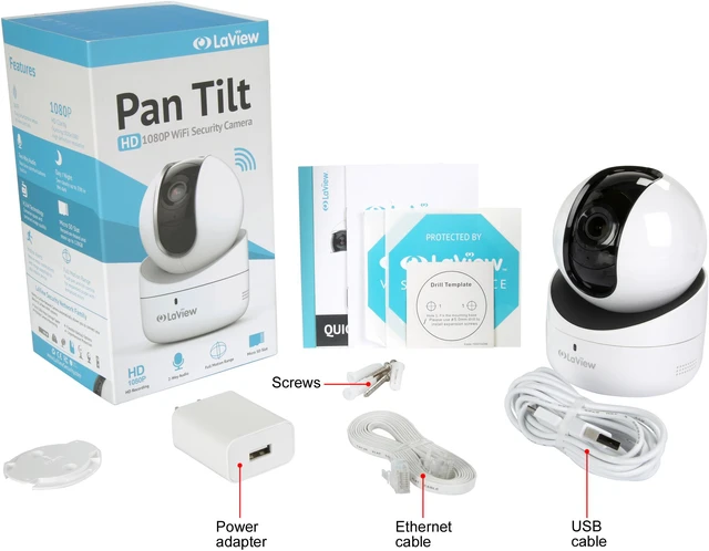 La. View Camera Router LaView Wi-Fi 1080P 360 degree View Pan Tilt Security Camera with Micro ...
