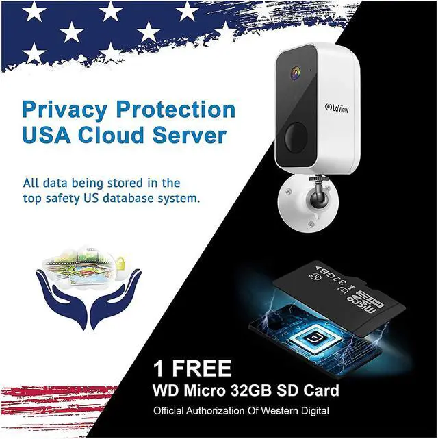 Alt view image 4 of 4 - LaView Security Camera Outdoor, Rechargeable Battery Powered 9600mAh, Wireless Security Camera Waterproof, WiFi Camera 1080P HD, Include 1 32GB SD Card, AI Motion Detection, Night Vision