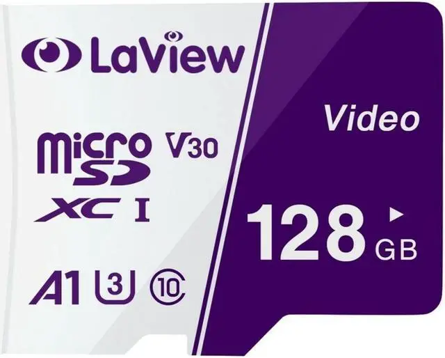 Main image of Laview Micro SD 128GB for Video Purple and White, Pack of 2