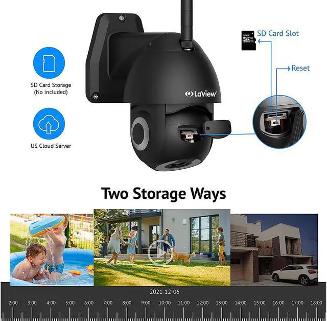 Alt view image 3 of 5 - 2K Security Camera Outdoor Starlight Color Night Vision, LaView Cameras for Home Security AI Human Detection & Auto Tracking, 2-Way Audio, IP65 Waterproof, US Cloud & SD Slot, Works with Alexa