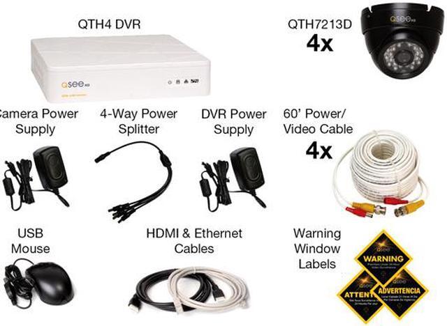 Alt view image 3 of 3 - Q-See QTH4-4CP 4-Channel AHD Surveillance DVR with 4 x 720P Day / Night In / Outdoor Security Cameras