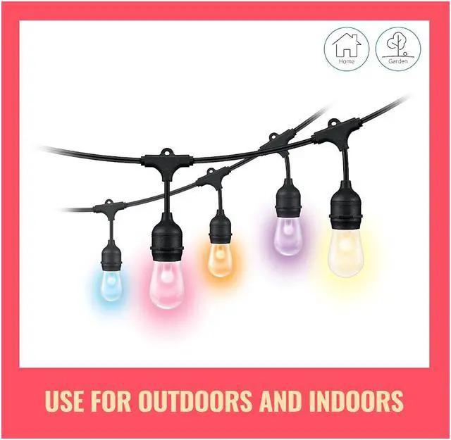 Alt view image 3 of 10 - WiZ Connected 48ft/15M Outdoor WiFi Color String Lights, 16 Million Colors, Adapter Included, Smart Control with Wiz App, Compatible with Alexa, Google Assistant, and Siri Shortcuts, No Hub Required