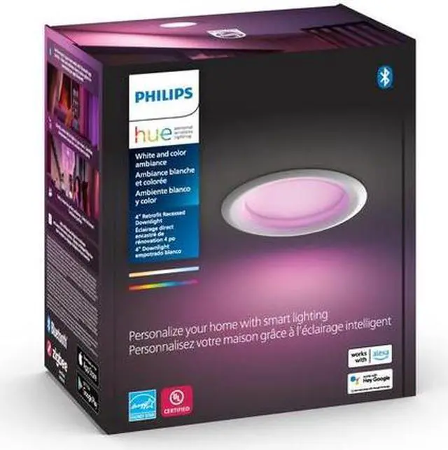 Alt view image 2 of 7 - Philips Hue 4" LED White & Color Ambiance Recessed Downlight 578419