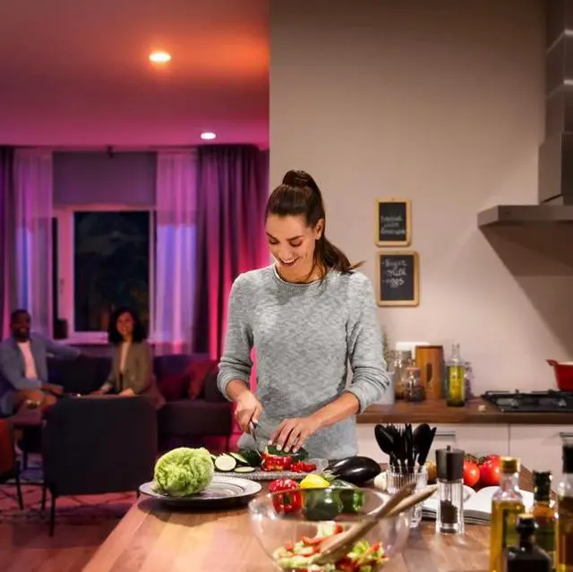 Alt view image 7 of 7 - Philips Hue 4" LED White & Color Ambiance Recessed Downlight 578419