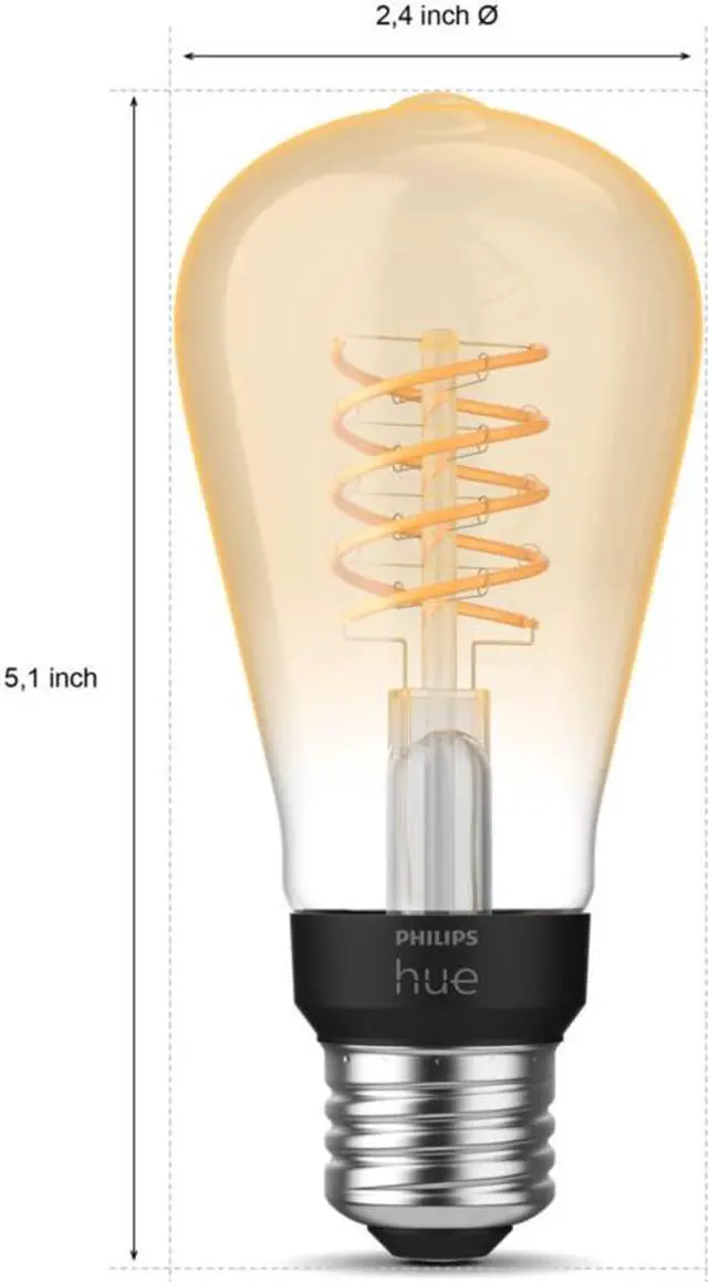 Alt view image 3 of 8 - Philips Hue 571125 Dimmable Warm White Vintage Smart ST19 Edison Bulb
