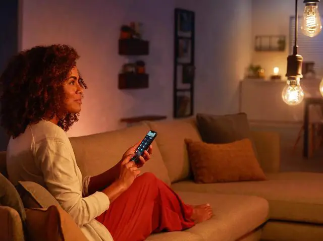 Alt view image 6 of 8 - Philips Hue 571125 Dimmable Warm White Vintage Smart ST19 Edison Bulb