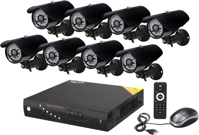 Main image of Aposonic A-BR18B8-C500 8 Ch DVR + 8 CCD 420 TVL Bullet Cameras + 500GB pre-installed HDD with H.264 Level Kit Solution, HDMI Port,  Mac OS X App fully supported