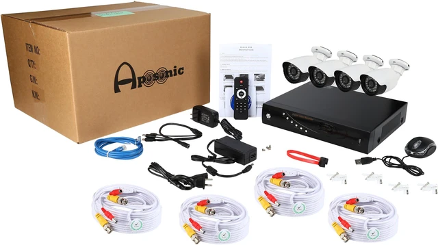 Alt view image 12 of 12 - Aposonic A-BR21B4-CS 4 Ch H.264 960H Real Time DVR with 4x 1000 TVL Day & Night Camera, Mobile Viewing, Mac OSX Fully Supported