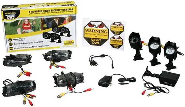 Alt view image 7 of 7 - Night Owl 4-pk 400+ TVL Cameras w/ 60ft of Cable per Camera, 45ft Night Vision and 3-Axis Bracket (CAM-4PK-CM245)