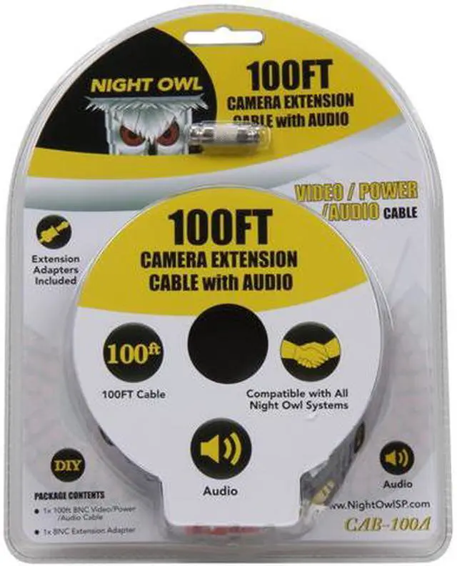 Alt view image 6 of 6 - Night Owl CAB-100A 100 ft. BNC Video/Power/Audio Camera Extension Cable with Adapters