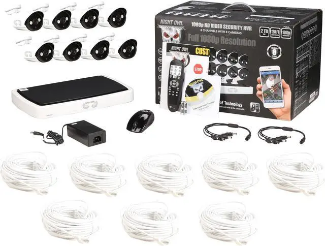 Alt view image 8 of 8 - Night Owl NVR10-882 Full HD 1080p Network Video Recorder w/ 2TB HDD & 8 Night Vision 1080p HD Outdoor PoE IP Cameras