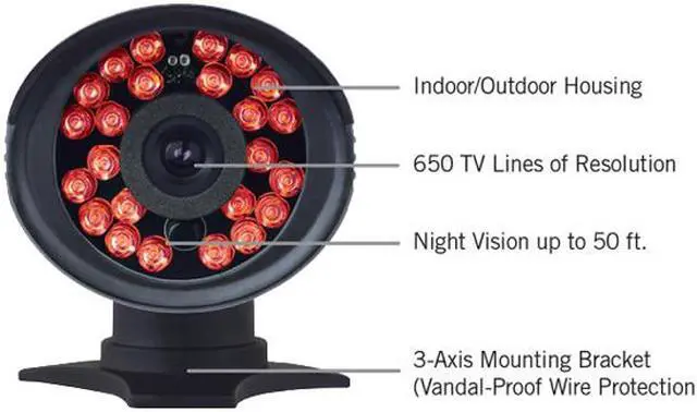 Alt view image 2 of 3 - Night Owl CAM-4PK-650 650 TV Lines MAX Resolution BNC 4 pack of Indoor/Outdoor 650 TVL Security Bullet Cameras with 50ft. of Night Vision