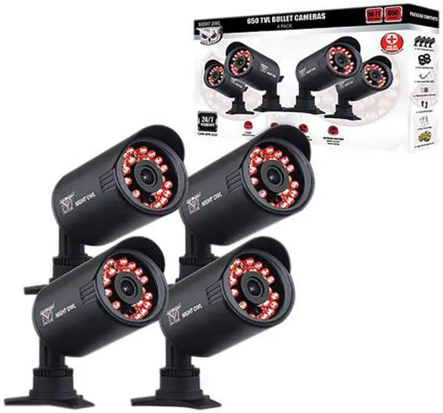 Alt view image 3 of 3 - Night Owl CAM-4PK-650 650 TV Lines MAX Resolution BNC 4 pack of Indoor/Outdoor 650 TVL Security Bullet Cameras with 50ft. of Night Vision