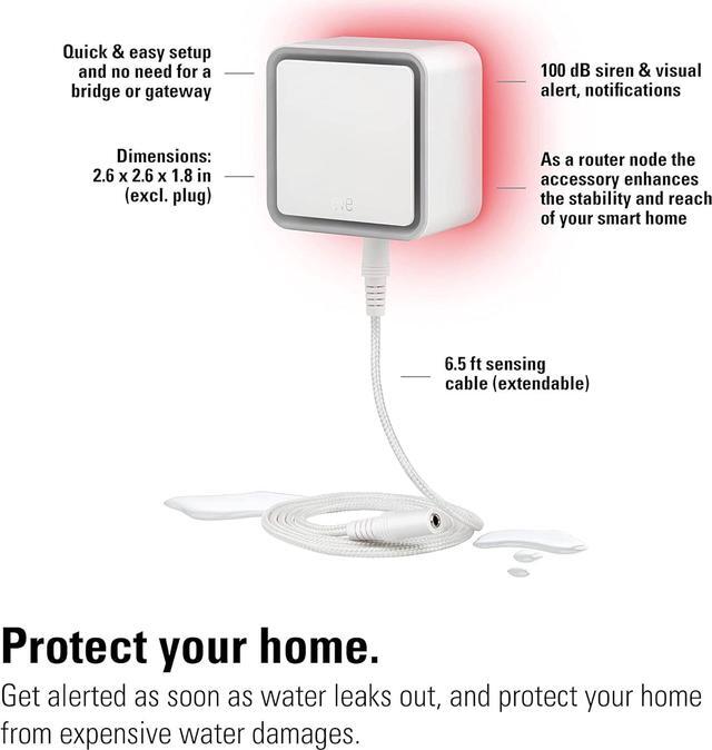 Alt view image 3 of 7 - Eve Water Guard - Smart Home Water Leak Detector, 6.5 ft Sensing Cable, 100 dB Siren, (Apple HomeKit), App Notifications, Bluetooth, Thread