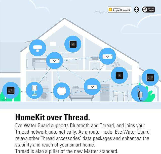 Alt view image 4 of 7 - Eve Water Guard - Smart Home Water Leak Detector, 6.5 ft Sensing Cable, 100 dB Siren, (Apple HomeKit), App Notifications, Bluetooth, Thread