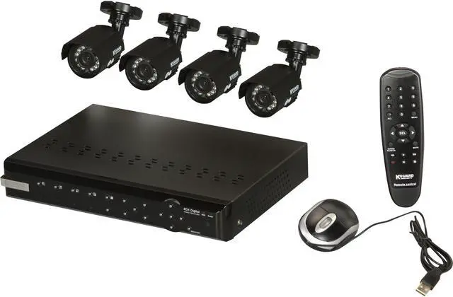 Main image of KGuard CA104.V2-C02 4 Ch DVR + 4 CMOS, 420 TVL, Bullet Cameras, Surveillance Kit Solution