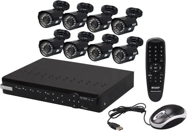 Main image of KGuard CA108-C03-500G 8 Ch DVR + 8 CMOS, 420 TVL, Bullet Cameras + 500GB HDD, Surveillance Kit Solution