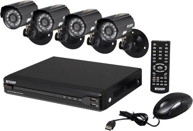 Main image of KGuard OT401-4CW134M-500G 4 Channel+4 Camera CMOS DVR w/ 500GB HDD Kview Remote Web / Mobile Phone / Tablet Access