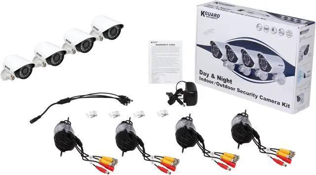 Alt view image 9 of 9 - KGuard HW227APK4 600TVL Day/Night Weatherproof Outdoor Surveillance Camera Kit - 4 Pack