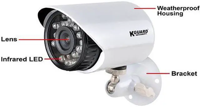 Alt view image 2 of 9 - KGuard HW227APK4 600TVL Day/Night Weatherproof Outdoor Surveillance Camera Kit - 4 Pack