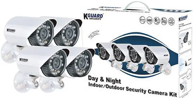 Alt view image 3 of 9 - KGuard HW227APK4 600TVL Day/Night Weatherproof Outdoor Surveillance Camera Kit - 4 Pack