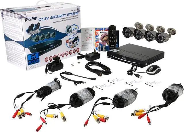 Alt view image 12 of 12 - KGuard EL822-CKT005-500GB 8 Channel H.264 Level 960H DVR w/QR Code Easy Setup, Support Cloud Service-Dropbox, 4 x800TVL Day/Night Camera