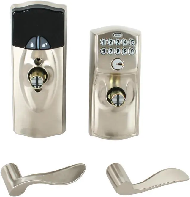 Alt view image 2 of 4 - Schlage FE599 CAM 619 ACC Wireless Keypad Lever Satin Nickel