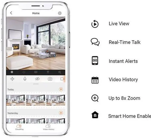Alt view image 4 of 8 - EZVIZ C1C HD 1080p - Indoor WIFI Security Camera, Smart Motion Detection Zones, Full Duplex Two-Way Audio, 40ft Night Vision 2.4GHz WiFi Supports MicroSD Card up to 256GB