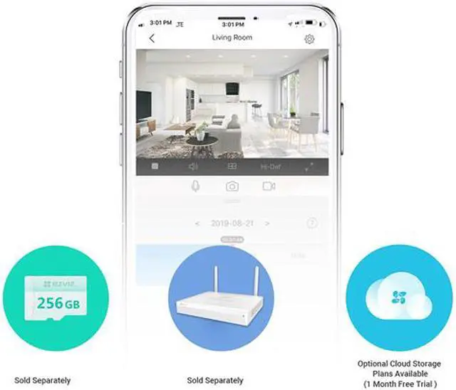 Alt view image 7 of 8 - EZVIZ C1C HD 1080p - Indoor WIFI Security Camera, Smart Motion Detection Zones, Full Duplex Two-Way Audio, 40ft Night Vision 2.4GHz WiFi Supports MicroSD Card up to 256GB
